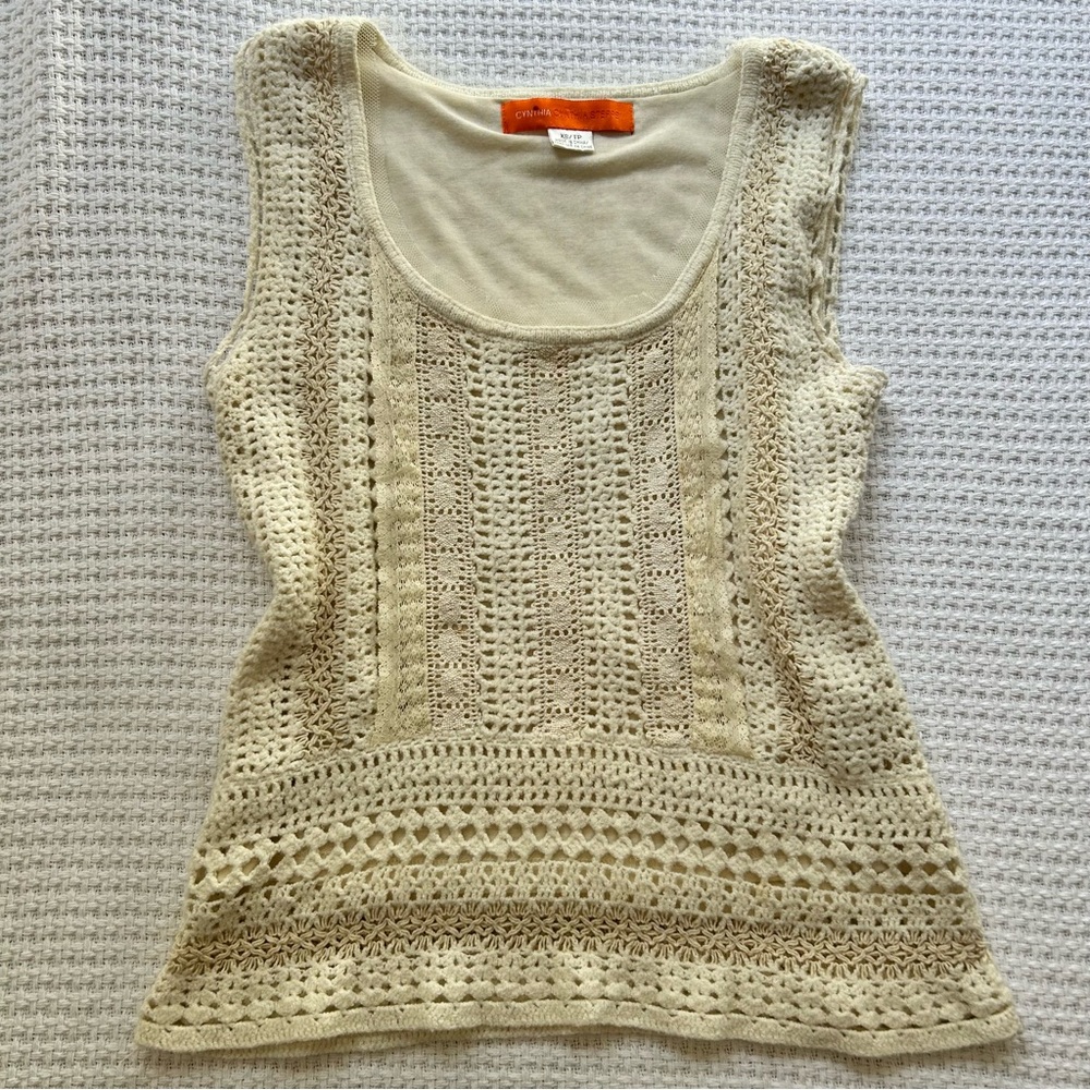 Cream Crochet Tank Top